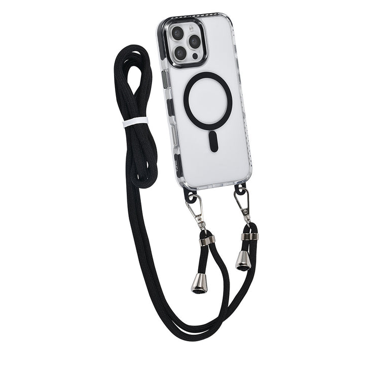 TUNIQ iPhone 16 Pro Max Backcover hoesje neck cord -TPU+PC - Zwart-Hoesjes-Ilumina Benelux