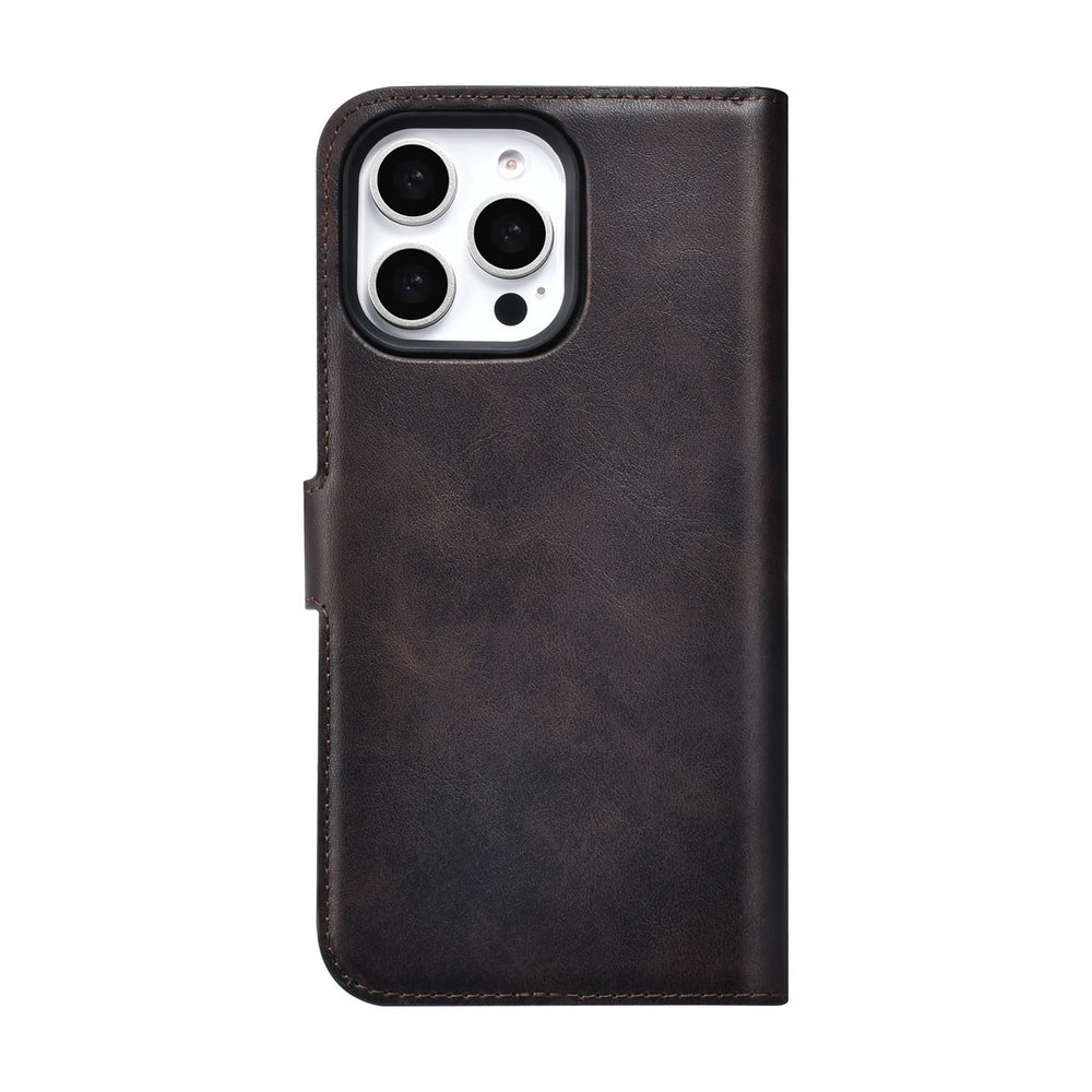 TUNIQ iPhone 16 Pro Max Book Case hoesje - Pasjeshouder voor 3 pasjes - met afneembaar magnetisch hoesje - Bruin-Hoesjes-Ilumina Benelux