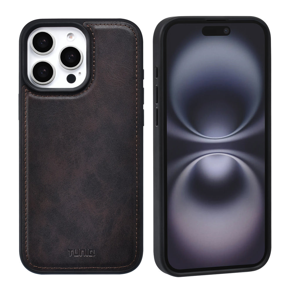 TUNIQ iPhone 16 Pro Max Book Case hoesje - Pasjeshouder voor 3 pasjes - met afneembaar magnetisch hoesje - Bruin-Hoesjes-Ilumina Benelux