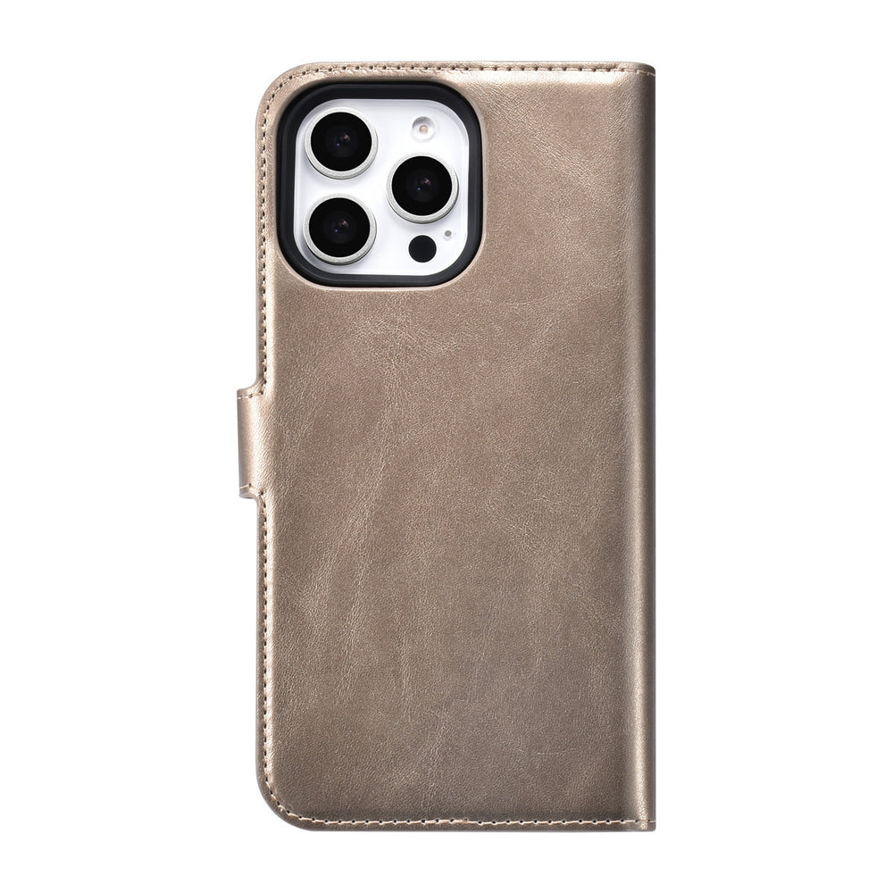 TUNIQ iPhone 16 Pro Max Book Case hoesje - Pasjeshouder voor 3 pasjes - met afneembaar magnetisch hoesje - Goud-Hoesjes-Ilumina Benelux