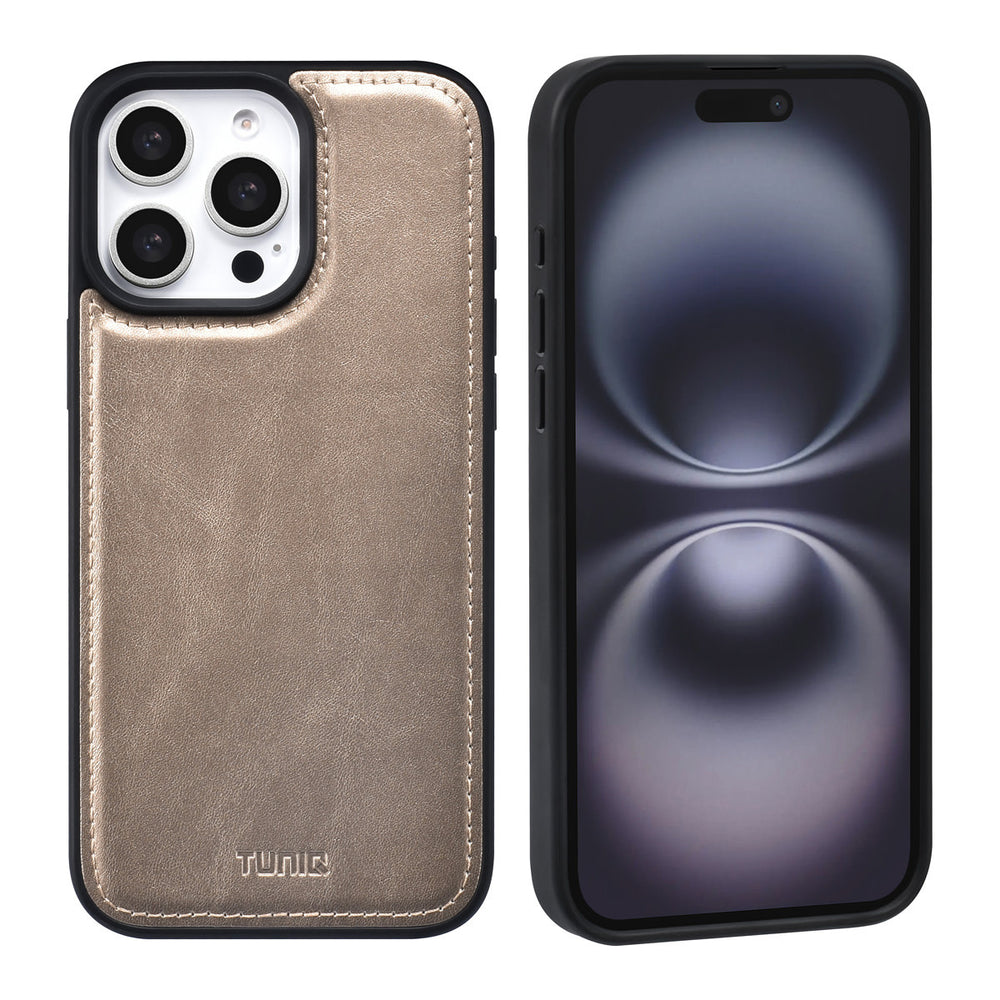 TUNIQ iPhone 16 Pro Max Book Case hoesje - Pasjeshouder voor 3 pasjes - met afneembaar magnetisch hoesje - Goud-Hoesjes-Ilumina Benelux