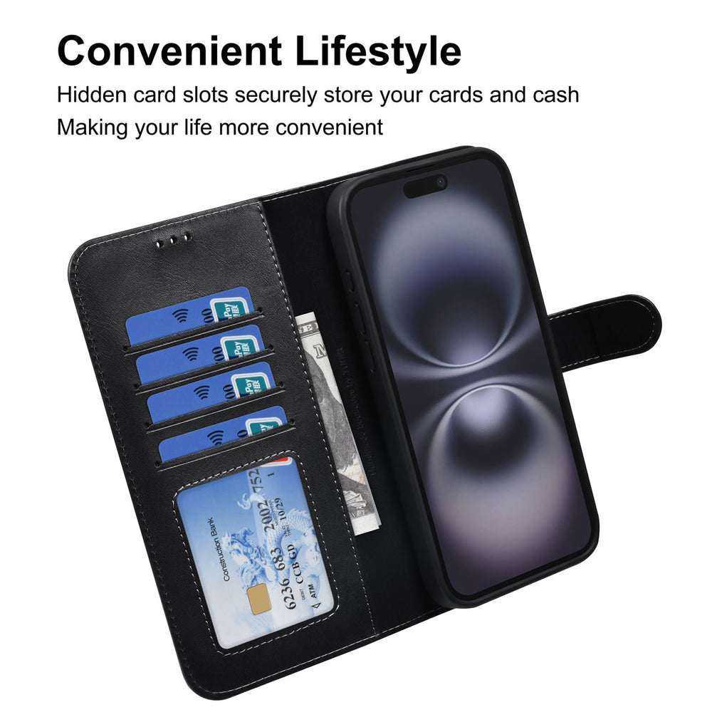 TUNIQ iPhone 16 Pro Max Book Case hoesje - Pasjeshouder voor 3 pasjes - met afneembaar magnetisch hoesje - Zwart-Hoesjes-Ilumina Benelux
