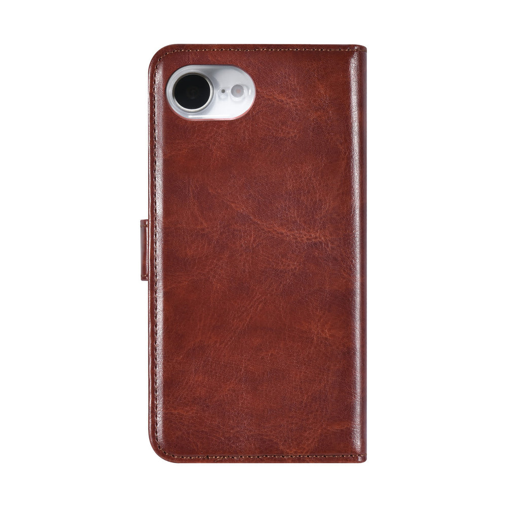 TUNIQ iPhone 16e Book Case hoesje - Pasjeshouder voor 3 pasjes - Hanger - Bruin-Hoesjes-Ilumina Benelux