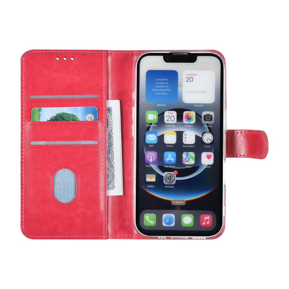 TUNIQ iPhone 16e Book Case hoesje - Pasjeshouder voor 3 pasjes - Hanger - Felroze-Hoesjes-Ilumina Benelux