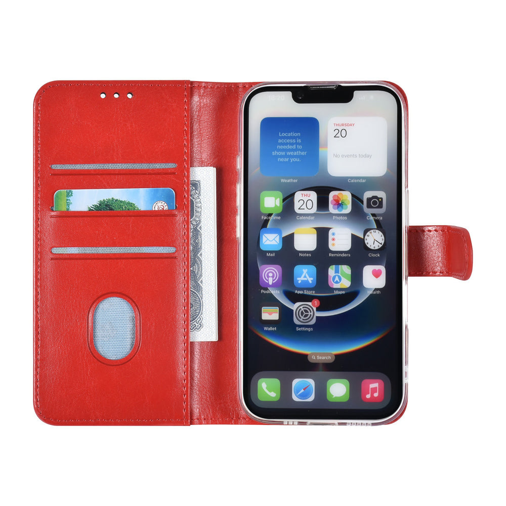 TUNIQ iPhone 16e Book Case hoesje - Pasjeshouder voor 3 pasjes - Hanger - Rood-Hoesjes-Ilumina Benelux