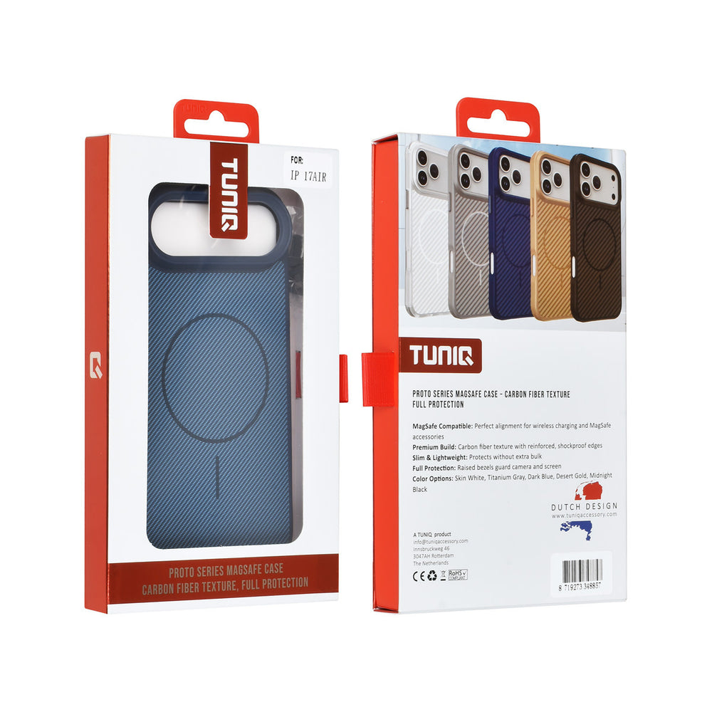 TUNIQ iPhone Air Backcover hoesje - Magsafe - Carbon Fiber - Shockproof - Blauw-Hoesjes-Ilumina Benelux