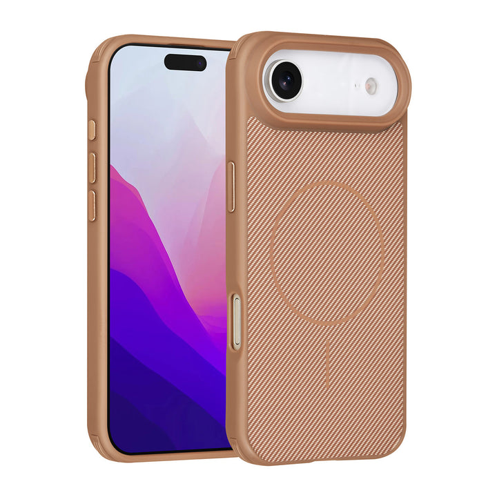 TUNIQ iPhone Air Backcover hoesje - Magsafe - Carbon Fiber - Shockproof - Goud-Hoesjes-Ilumina Benelux