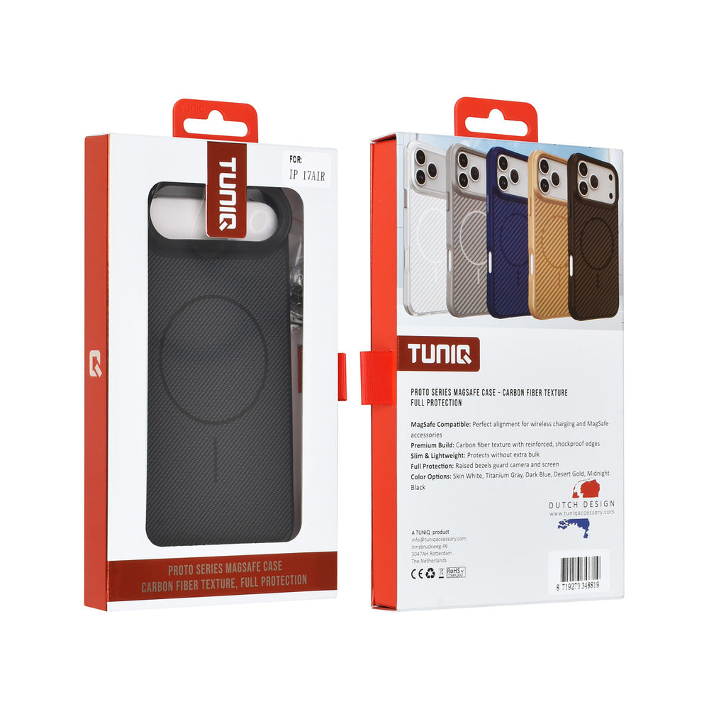 TUNIQ iPhone Air Backcover hoesje - Magsafe - Carbon Fiber - Shockproof - Zwart-Hoesjes-Ilumina Benelux