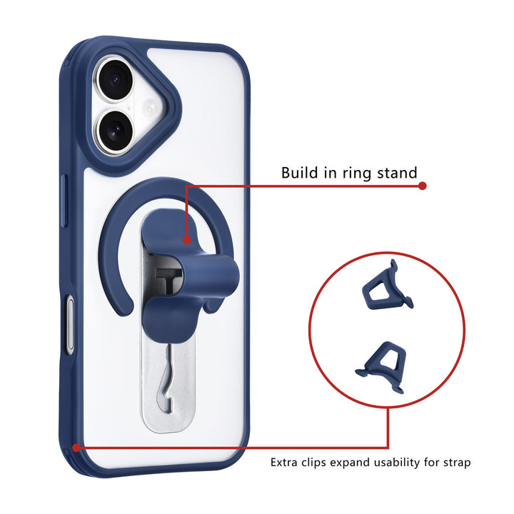TUNIQ iPhone 17 Backcover hoesje - Built-in Ring Stand - Antishock - Blauw-Hoesjes-Ilumina Benelux