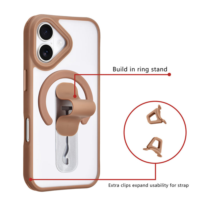 TUNIQ iPhone 17 Backcover hoesje - Built-in Ring Stand - Antishock - Goud-Hoesjes-Ilumina Benelux