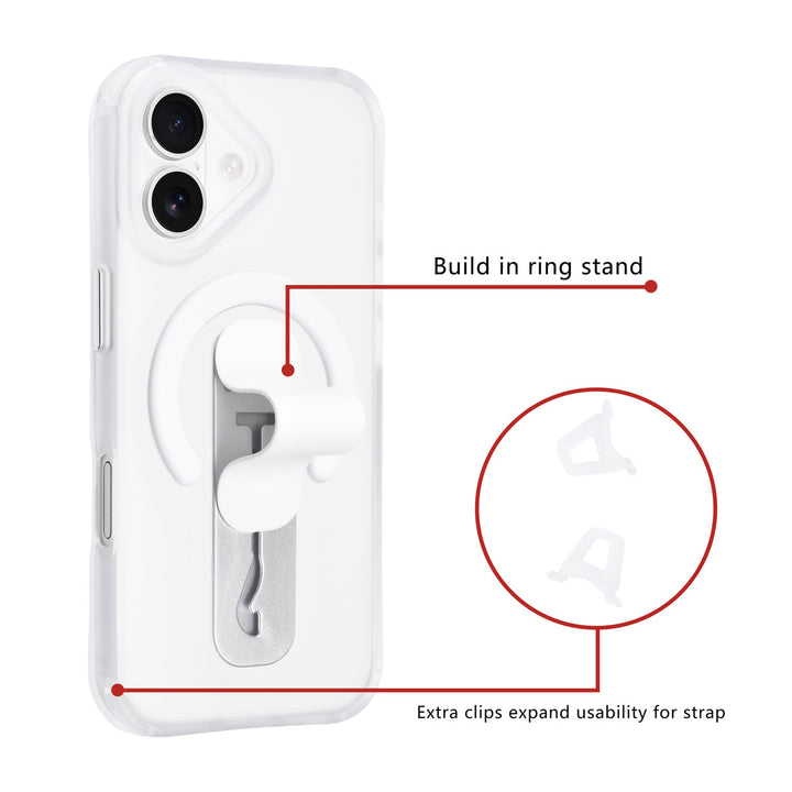 TUNIQ iPhone 17 Backcover hoesje - Built-in Ring Stand - Antishock - Zilver-Hoesjes-Ilumina Benelux