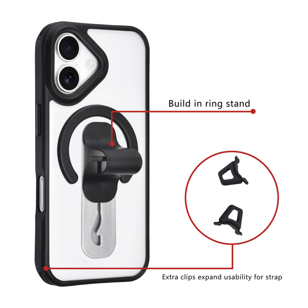 TUNIQ iPhone 17 Backcover hoesje - Built-in Ring Stand - Antishock - Zwart-Hoesjes-Ilumina Benelux