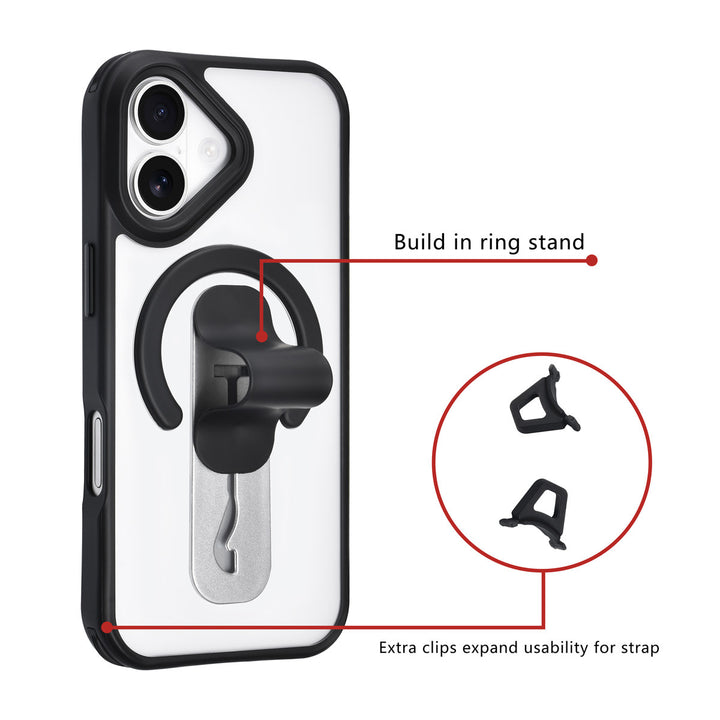 TUNIQ iPhone 17 Backcover hoesje - Built-in Ring Stand - Antishock - Zwart-Hoesjes-Ilumina Benelux
