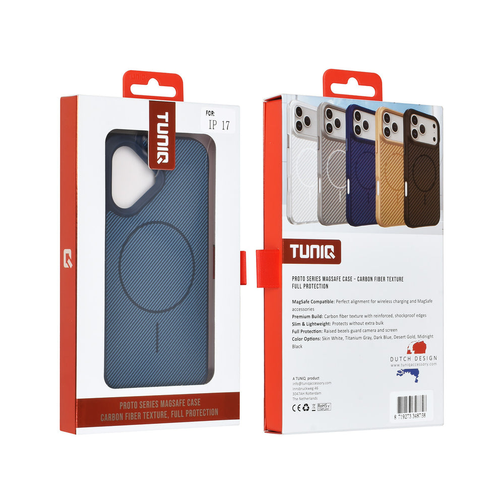 TUNIQ iPhone 17 Backcover hoesje - Magsafe - Carbon Fiber - Shockproof - Blauw-Hoesjes-Ilumina Benelux