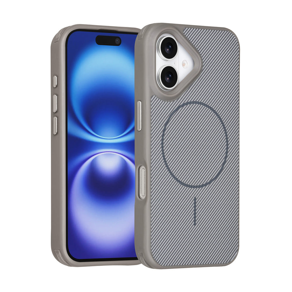 TUNIQ iPhone 17 Backcover hoesje - Magsafe - Carbon Fiber - Shockproof - Grijs-Hoesjes-Ilumina Benelux