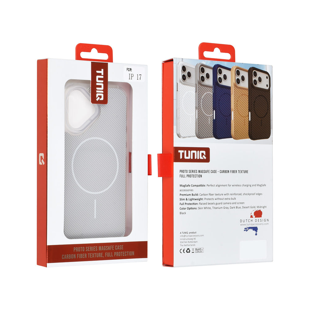 TUNIQ iPhone 17 Backcover hoesje - Magsafe - Carbon Fiber - Shockproof - Wit-Hoesjes-Ilumina Benelux