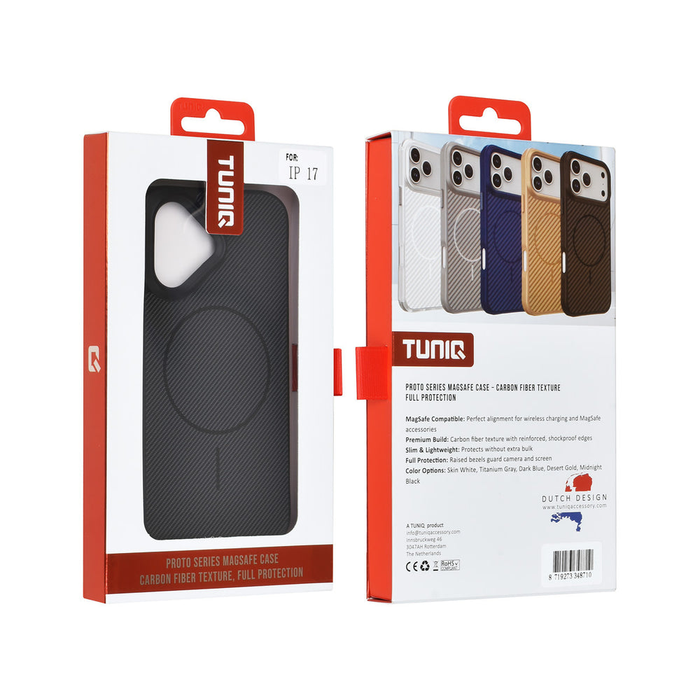 TUNIQ iPhone 17 Backcover hoesje - Magsafe - Carbon Fiber - Shockproof - Zwart-Hoesjes-Ilumina Benelux