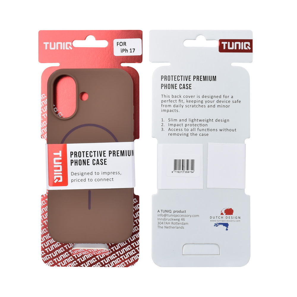 TUNIQ iPhone 17 Backcover hoesje - Magsafe - Full Silicone - Bruin-Hoesjes-Ilumina Benelux