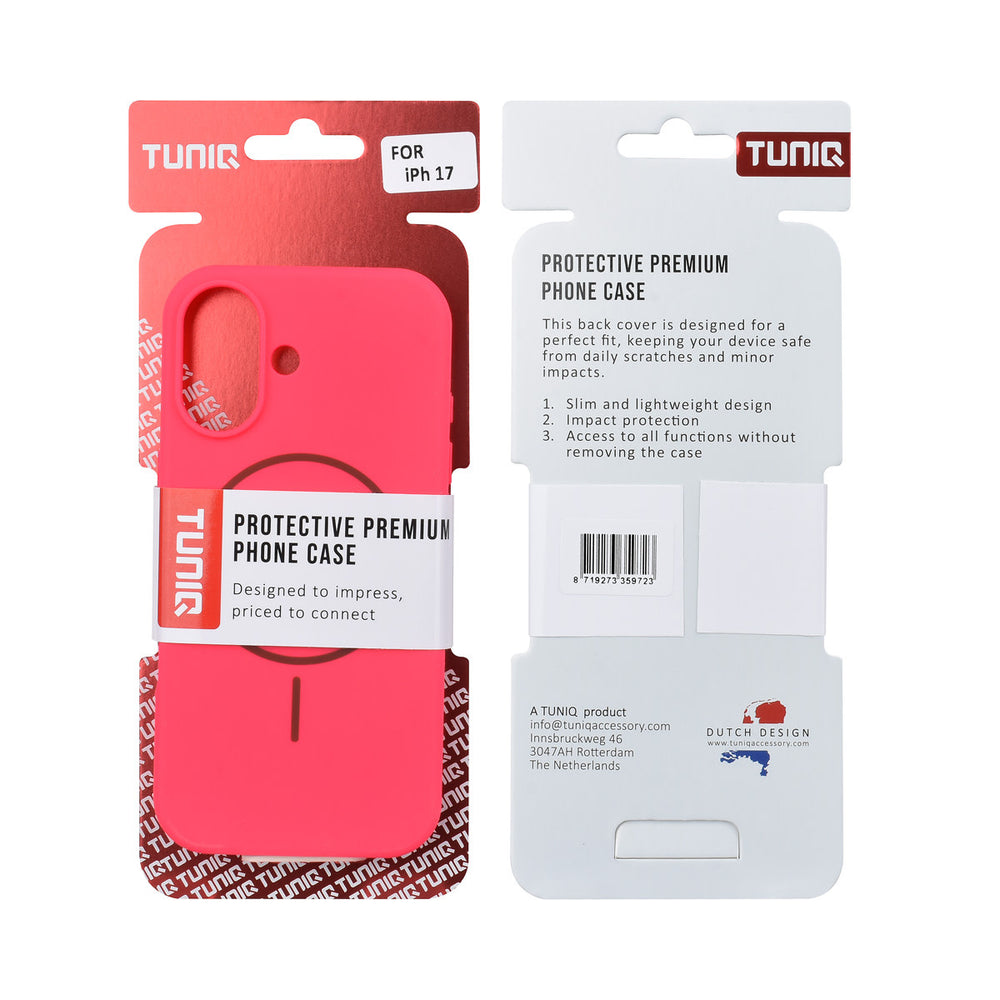 TUNIQ iPhone 17 Backcover hoesje - Magsafe - Full Silicone - Felroze-Hoesjes-Ilumina Benelux