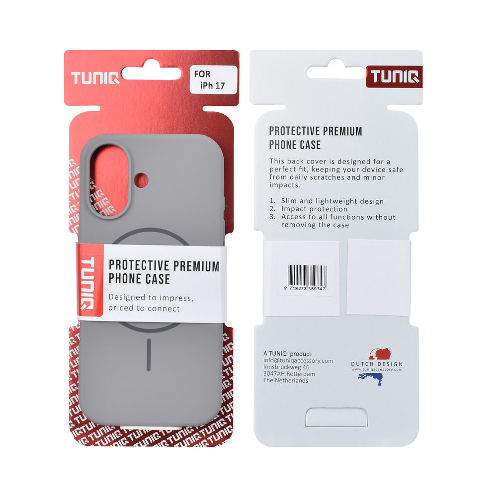 TUNIQ iPhone 17 Backcover hoesje - Magsafe - Full Silicone - Grijs-Hoesjes-Ilumina Benelux