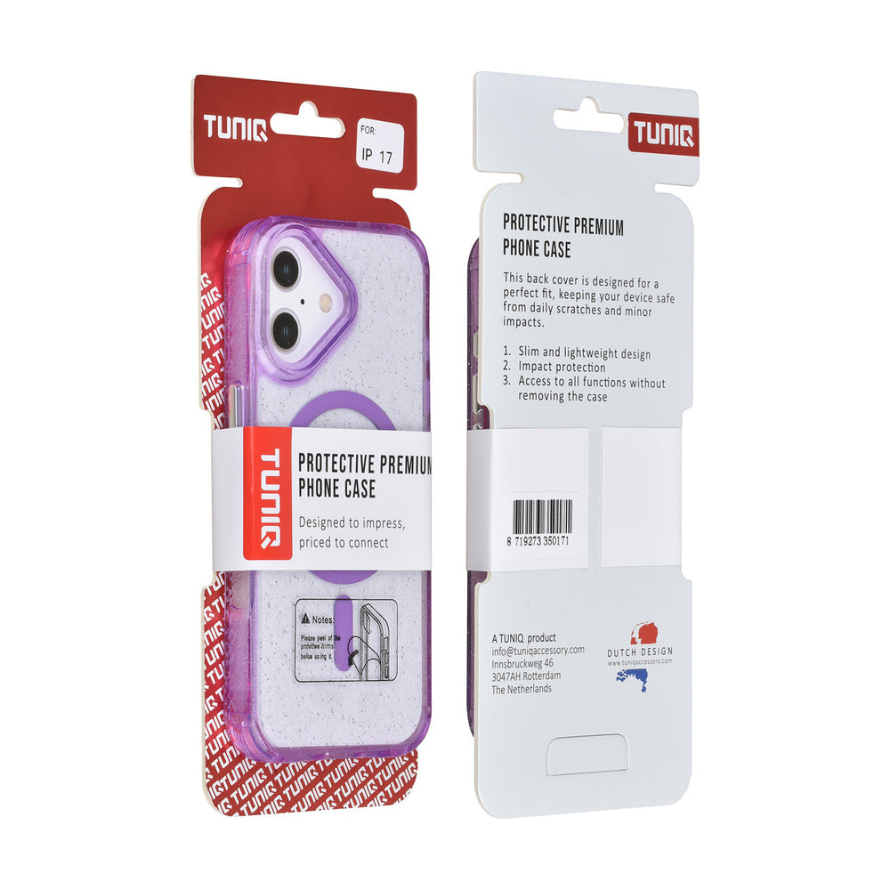 TUNIQ iPhone 17 Backcover hoesje - Magsafe - Glitter - Hanger - Paars-Hoesjes-Ilumina Benelux