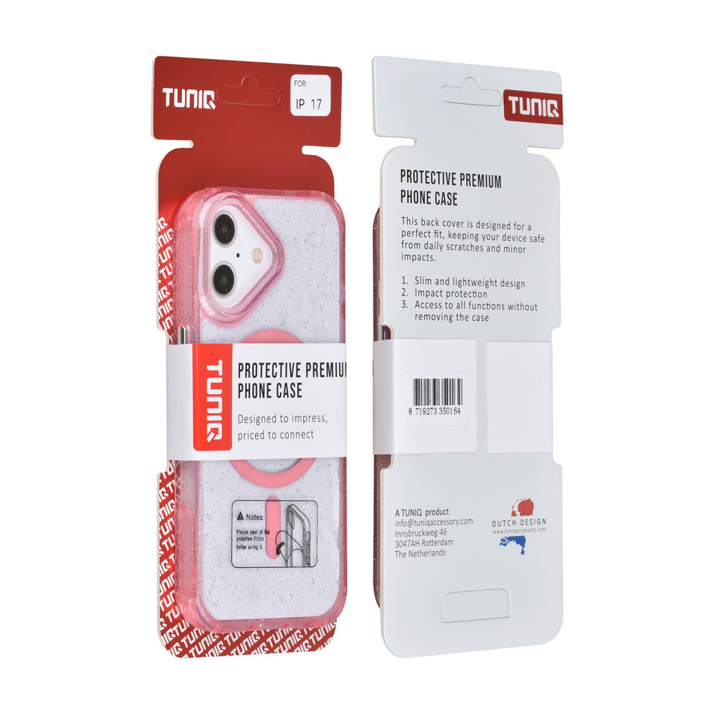 TUNIQ iPhone 17 Backcover hoesje - Magsafe - Glitter - Hanger - Roze-Hoesjes-Ilumina Benelux