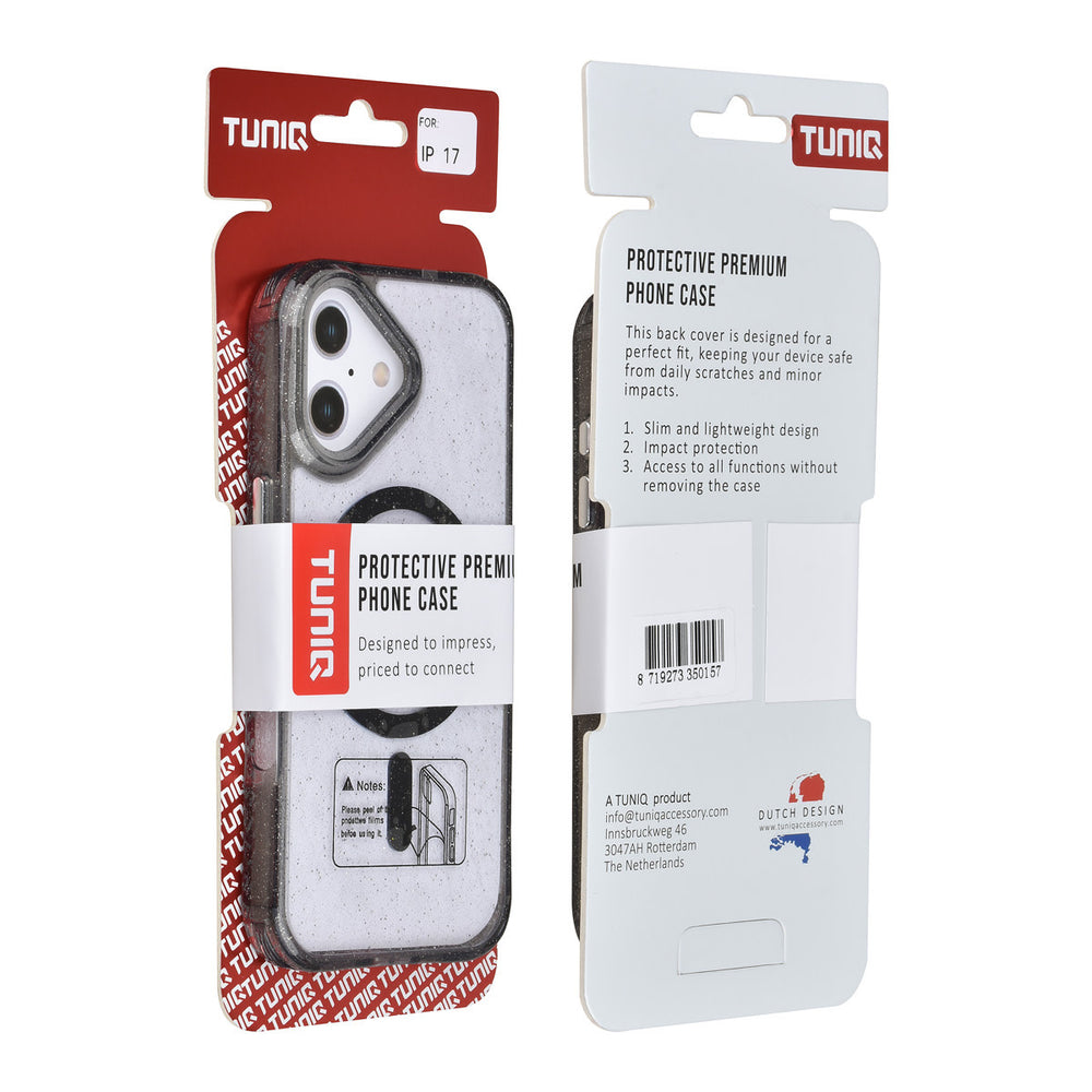 TUNIQ iPhone 17 Backcover hoesje - Magsafe - Glitter - Hanger - Zwart-Hoesjes-Ilumina Benelux