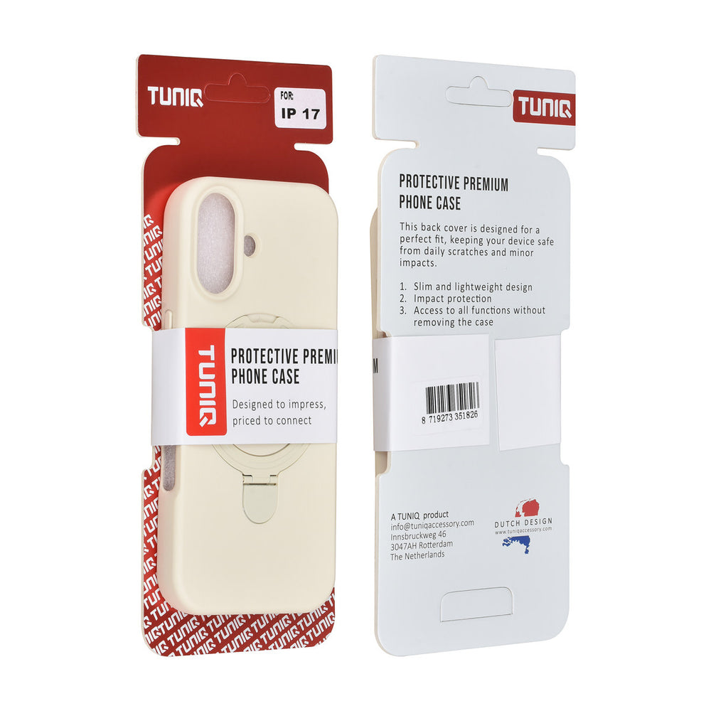 TUNIQ iPhone 17 Backcover hoesje - Magsafe With Ring Stand - Hanger - Antique White-Hoesjes-Ilumina Benelux