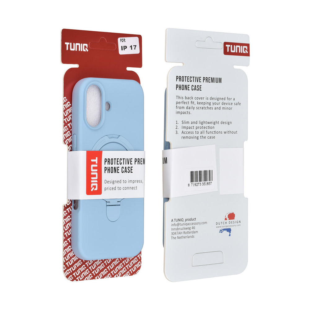TUNIQ iPhone 17 Backcover hoesje - Magsafe With Ring Stand - Hanger - Baby Blue-Hoesjes-Ilumina Benelux