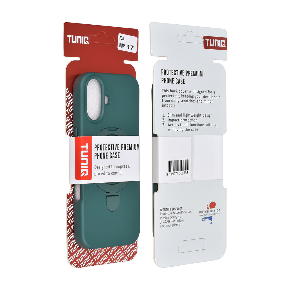 TUNIQ iPhone 17 Backcover hoesje - Magsafe With Ring Stand - Hanger - DonkerGroen-Hoesjes-Ilumina Benelux