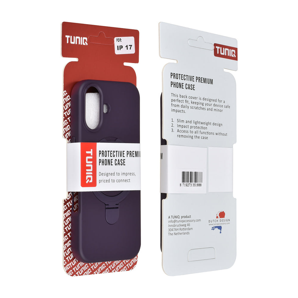 TUNIQ iPhone 17 Backcover hoesje - Magsafe With Ring Stand - Hanger - Grape Purple-Hoesjes-Ilumina Benelux