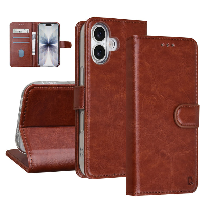 TUNIQ iPhone 17 Book Case hoesje - Pasjeshouder voor 3 pasjes - Magneetsluiting - Hanger - Bruin-Hoesjes-Ilumina Benelux