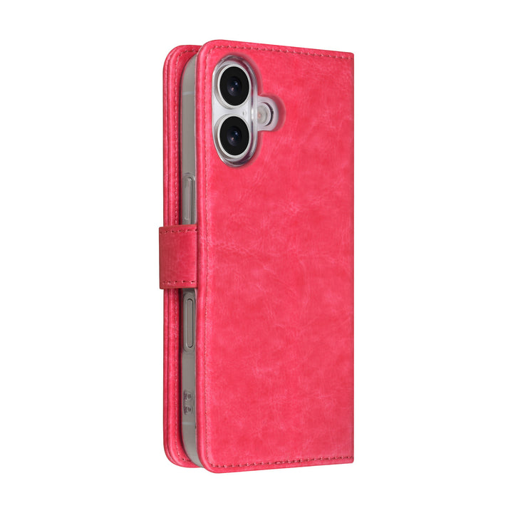 TUNIQ iPhone 17 Book Case hoesje - Pasjeshouder voor 3 pasjes - Magneetsluiting - Hanger - Felroze-Hoesjes-Ilumina Benelux
