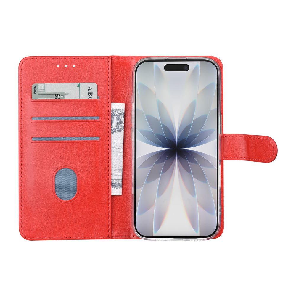 TUNIQ iPhone 17 Book Case hoesje - Pasjeshouder voor 3 pasjes - Magneetsluiting - Hanger - Rood-Hoesjes-Ilumina Benelux
