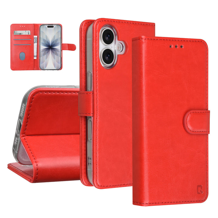 TUNIQ iPhone 17 Book Case hoesje - Pasjeshouder voor 3 pasjes - Magneetsluiting - Hanger - Rood-Hoesjes-Ilumina Benelux