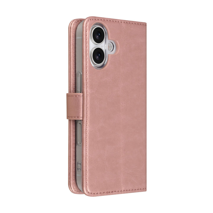 TUNIQ iPhone 17 Book Case hoesje - Pasjeshouder voor 3 pasjes - Magneetsluiting - Hanger - Rose Gold-Hoesjes-Ilumina Benelux