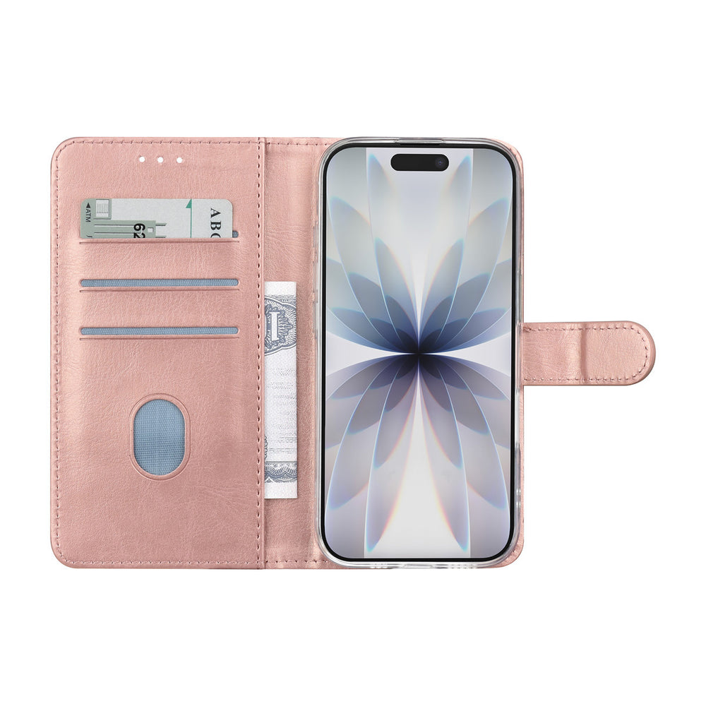 TUNIQ iPhone 17 Book Case hoesje - Pasjeshouder voor 3 pasjes - Magneetsluiting - Hanger - Rose Gold-Hoesjes-Ilumina Benelux