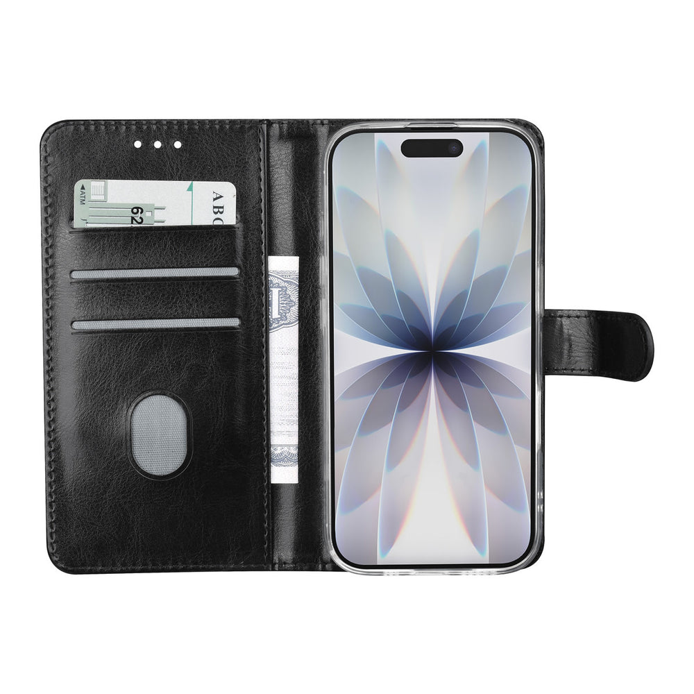 TUNIQ iPhone 17 Book Case hoesje - Pasjeshouder voor 3 pasjes - Magneetsluiting - Hanger - Zwart-Hoesjes-Ilumina Benelux