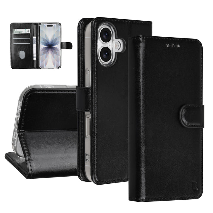 TUNIQ iPhone 17 Book Case hoesje - Pasjeshouder voor 3 pasjes - Magneetsluiting - Hanger - Zwart-Hoesjes-Ilumina Benelux