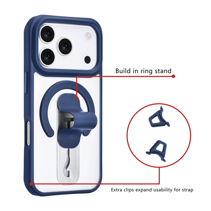 TUNIQ iPhone 17 Pro Backcover hoesje - Built-in Ring Stand - Antishock - Blauw-Hoesjes-Ilumina Benelux