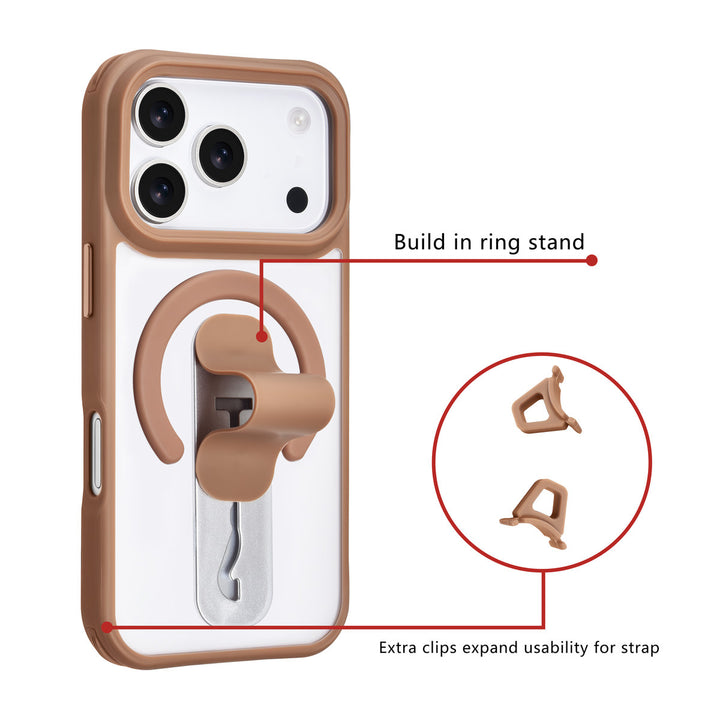 TUNIQ iPhone 17 Pro Backcover hoesje - Built-in Ring Stand - Antishock - Goud-Hoesjes-Ilumina Benelux