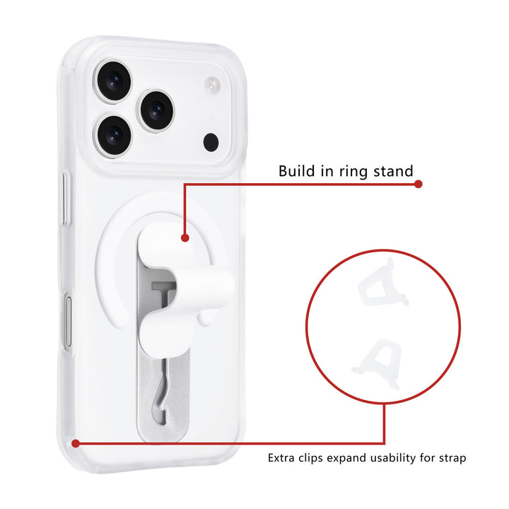 TUNIQ iPhone 17 Pro Backcover hoesje - Built-in Ring Stand - Antishock - Zilver-Hoesjes-Ilumina Benelux