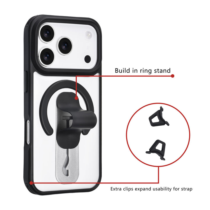 TUNIQ iPhone 17 Pro Backcover hoesje - Built-in Ring Stand - Antishock - Zwart-Hoesjes-Ilumina Benelux