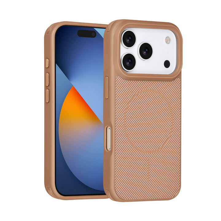 TUNIQ iPhone 17 Pro Backcover hoesje - Magsafe - Carbon Fiber - Shockproof - Goud-Hoesjes-Ilumina Benelux