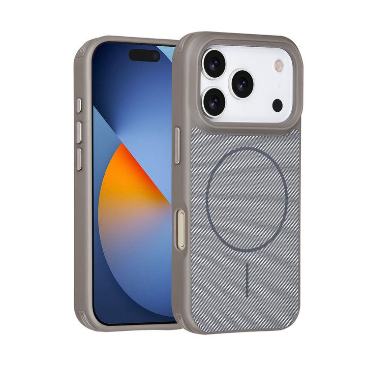 TUNIQ iPhone 17 Pro Backcover hoesje - Magsafe - Carbon Fiber - Shockproof - Grijs-Hoesjes-Ilumina Benelux