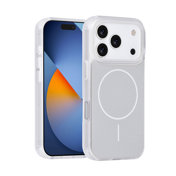 TUNIQ iPhone 17 Pro Backcover hoesje - Magsafe - Carbon Fiber - Shockproof - Wit-Hoesjes-Ilumina Benelux