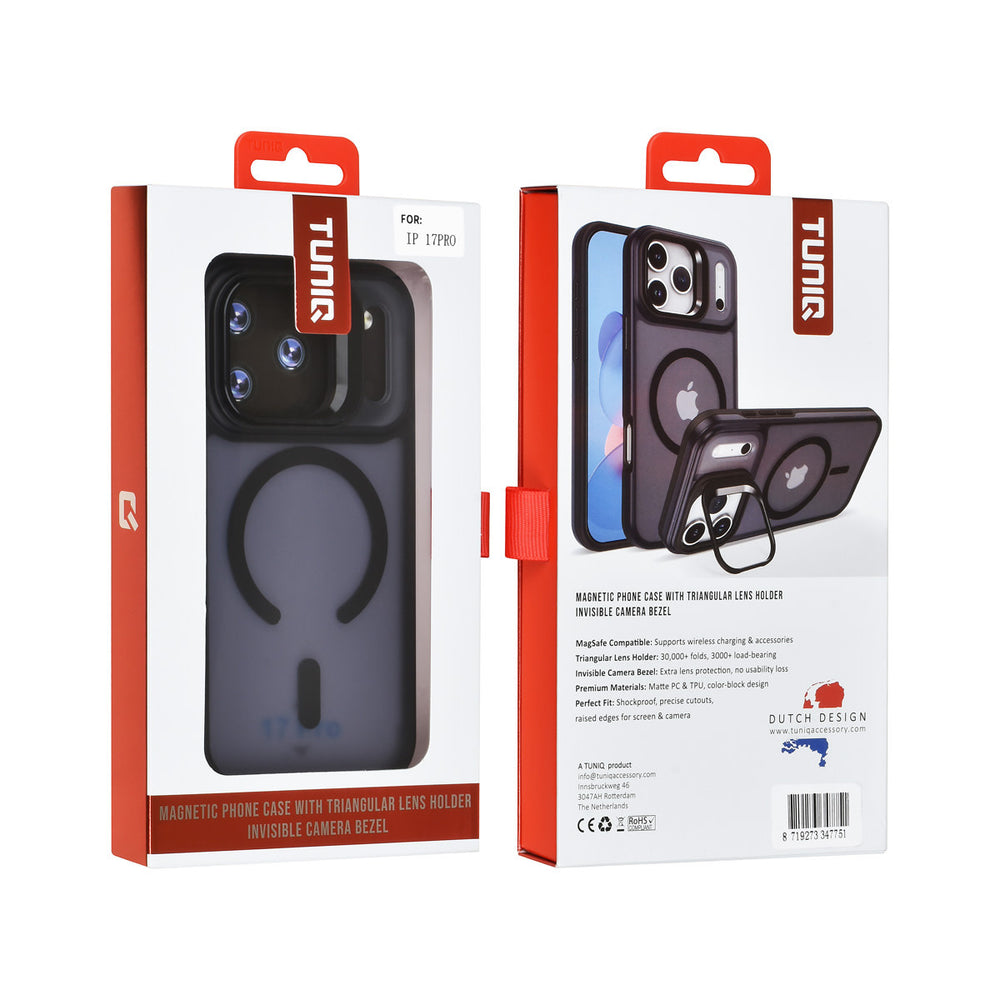 TUNIQ iPhone 17 Pro Backcover hoesje - Magsafe - With Camera Stand - Zwart-Hoesjes-Ilumina Benelux