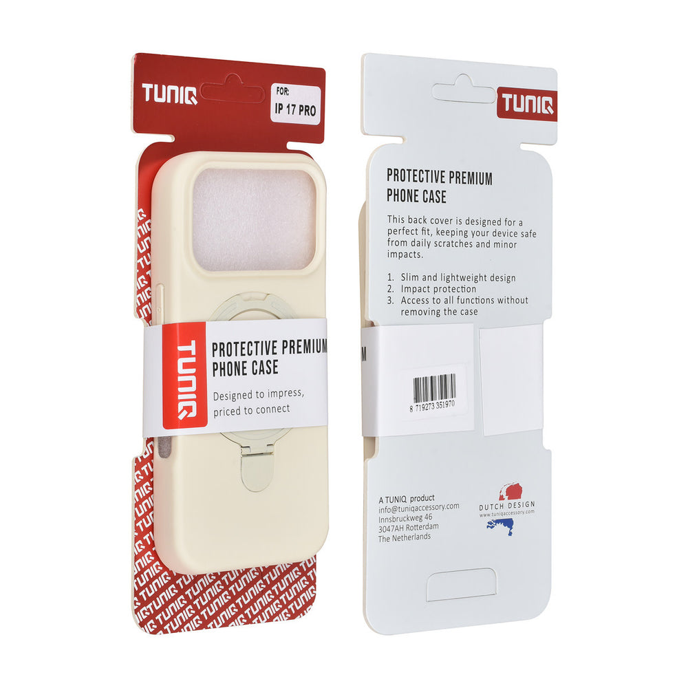 TUNIQ iPhone 17 Pro Backcover hoesje - Magsafe With Ring Stand - Hanger - Antique White-Hoesjes-Ilumina Benelux
