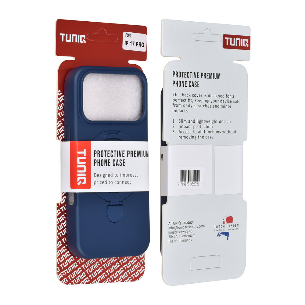 TUNIQ iPhone 17 Pro Backcover hoesje - Magsafe With Ring Stand - Hanger - Navy Blue-Hoesjes-Ilumina Benelux