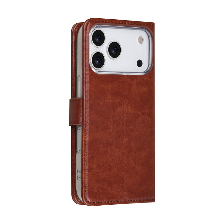 TUNIQ iPhone 17 Pro Book Case hoesje - Pasjeshouder voor 3 pasjes - Magneetsluiting - Hanger - Bruin-Hoesjes-Ilumina Benelux